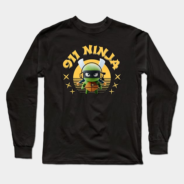 Funny 911 Dispatcher Ninja Long Sleeve T-Shirt by Shirts by Jamie